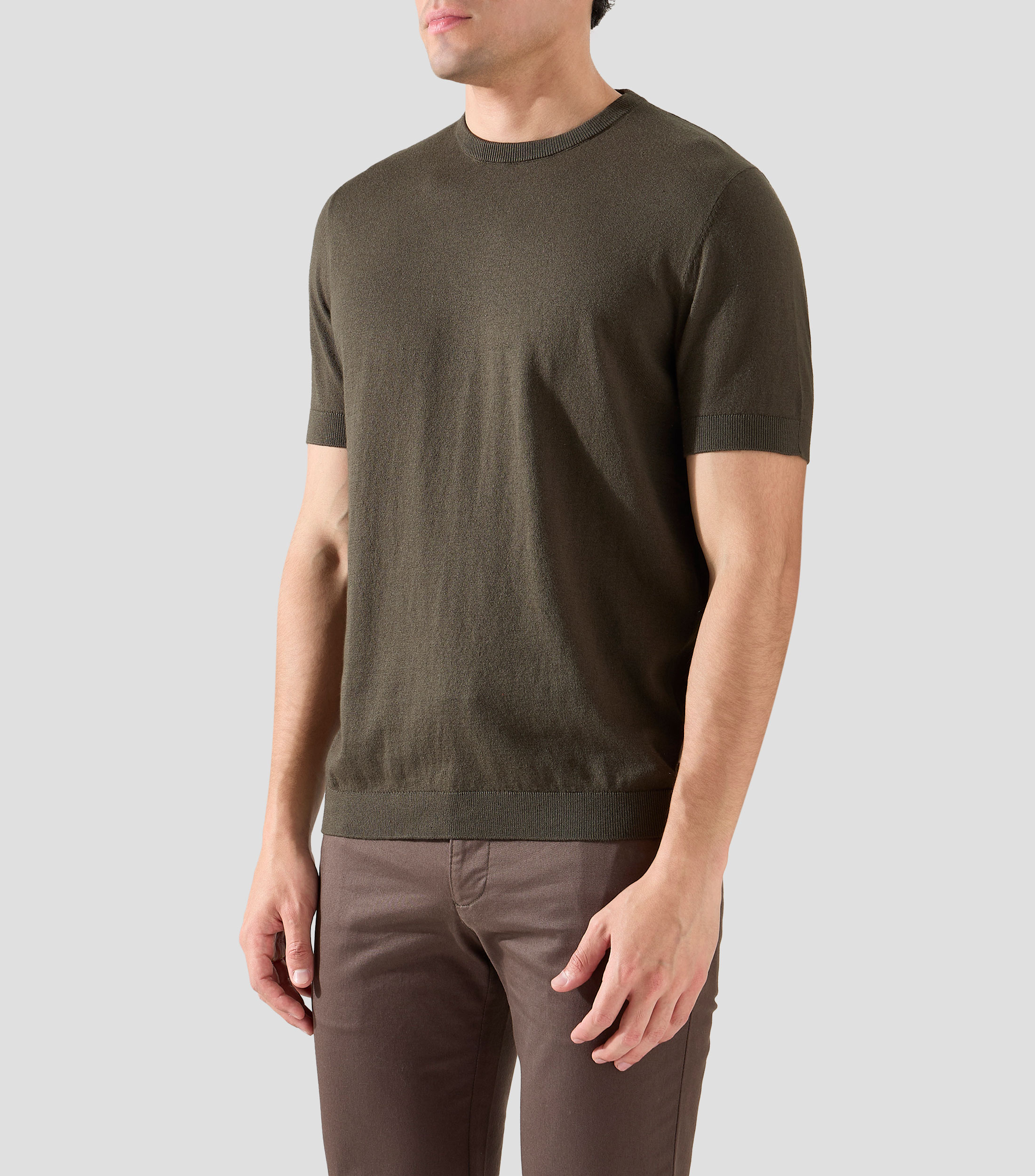 Playera de cuello redondo con manga corta lisa Hombre